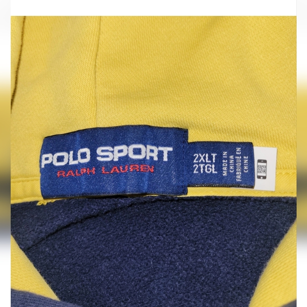 Polo Sport Ralph Lauren Hoodie Y2K Vintage 2XLT Color Block Spellout Retro 90's - Picture 4 of 12
